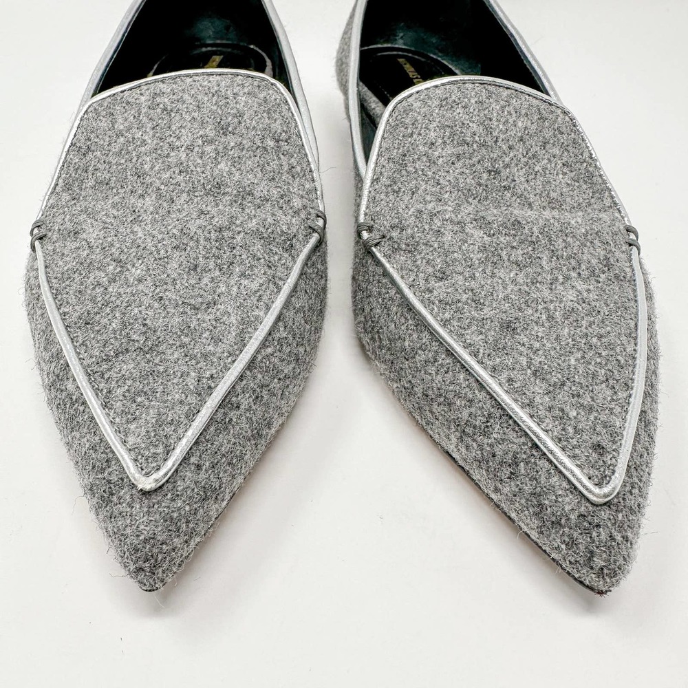 Nicholas Kirkwood Beya Wool Gray Flats Loafers Pointed Toe EU 39 US 9 - Picture 3 of 12